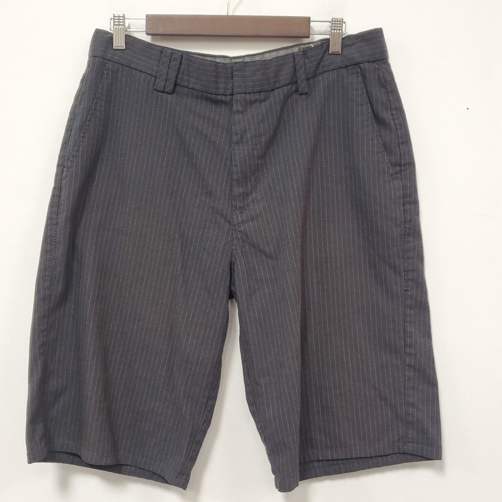Fox Racing Mens Pinstriped Chino Shorts Size 34 Gray Flat Front Motocross Bike